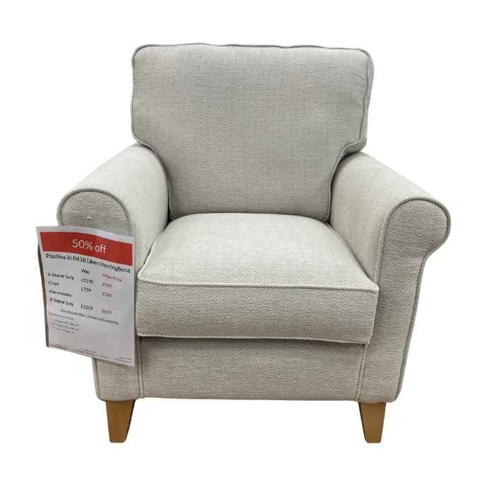 Alstons Alstons Paulina Chair in Linen Herringbone Fabric With Light Feet