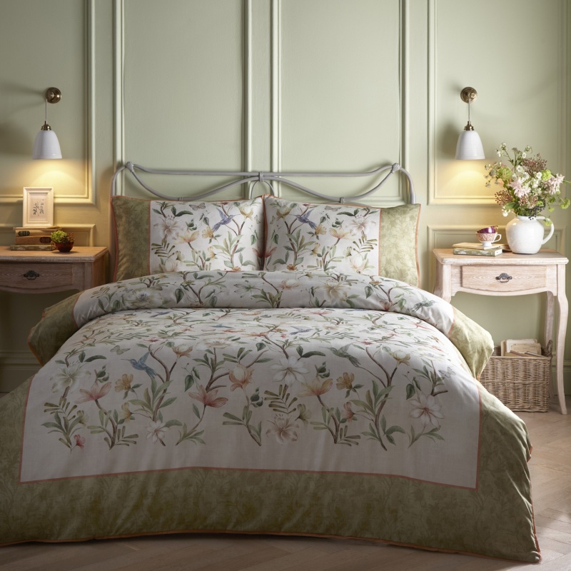 Appletree Green/Dark Fiorella Duvet Set - Natural - Super King