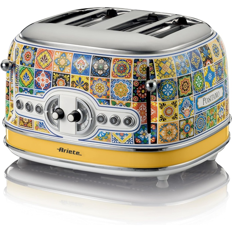 Ariete AR1561 4 Slice Positano Design Toaster - Yellow & Blue