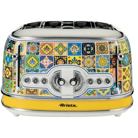 Ariete AR1561 4 Slice Positano Design Toaster - Yellow & Blue