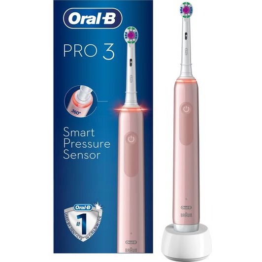 Oral B Pro 3000 Toothbrush Flora Design With Travel Case - Pink