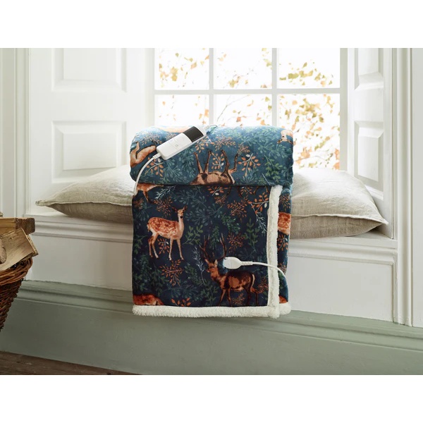 Deyongs Fox And Deer Heated Throw 140X180cm - Teal