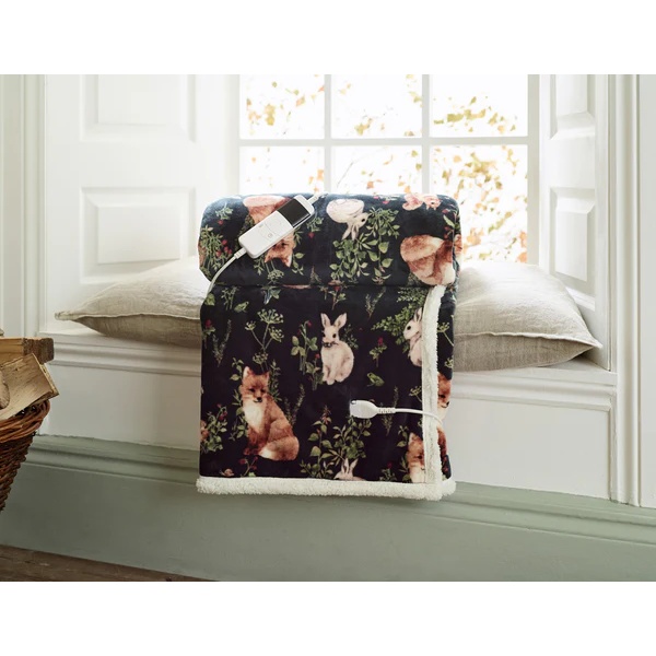 Deyongs Woodland Wildlife Heated Throw 140x180cm - Green