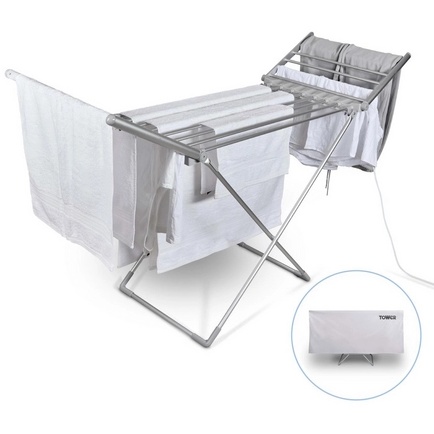 Tower T25003 Heated Winged Airer with Cover - Silver