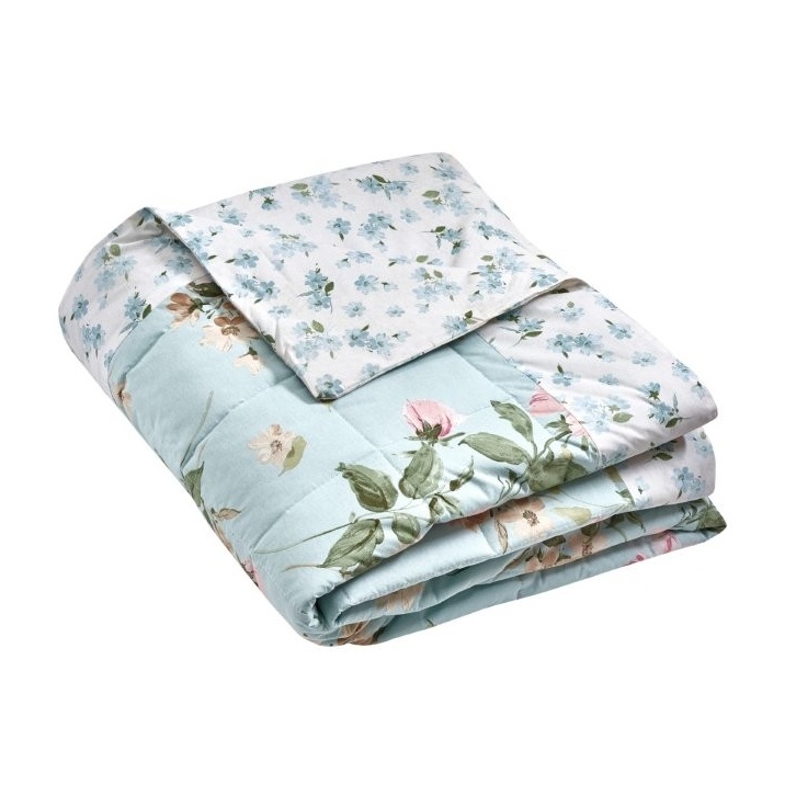 Catherine Lansfield Avebury Floral Bedspread 220x230cm - Duck Egg