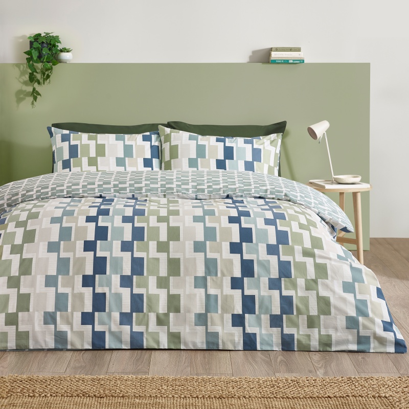 Catherine Lansfield Bryson Duvet Cover Set - Blue - Double - Image 10