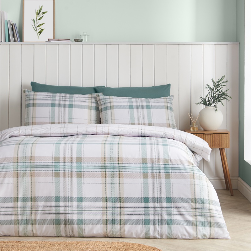Catherine Lansfield Green Cartmel Check Duvet Set - King