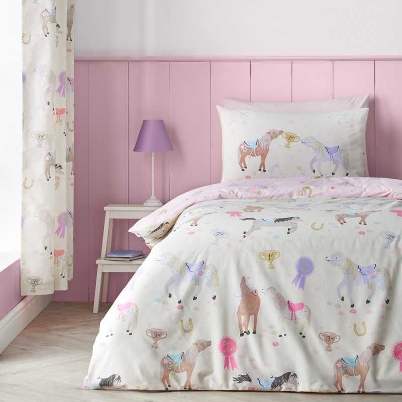 Catherine Lansfield Cream Happy Horses Duvet Set - Double