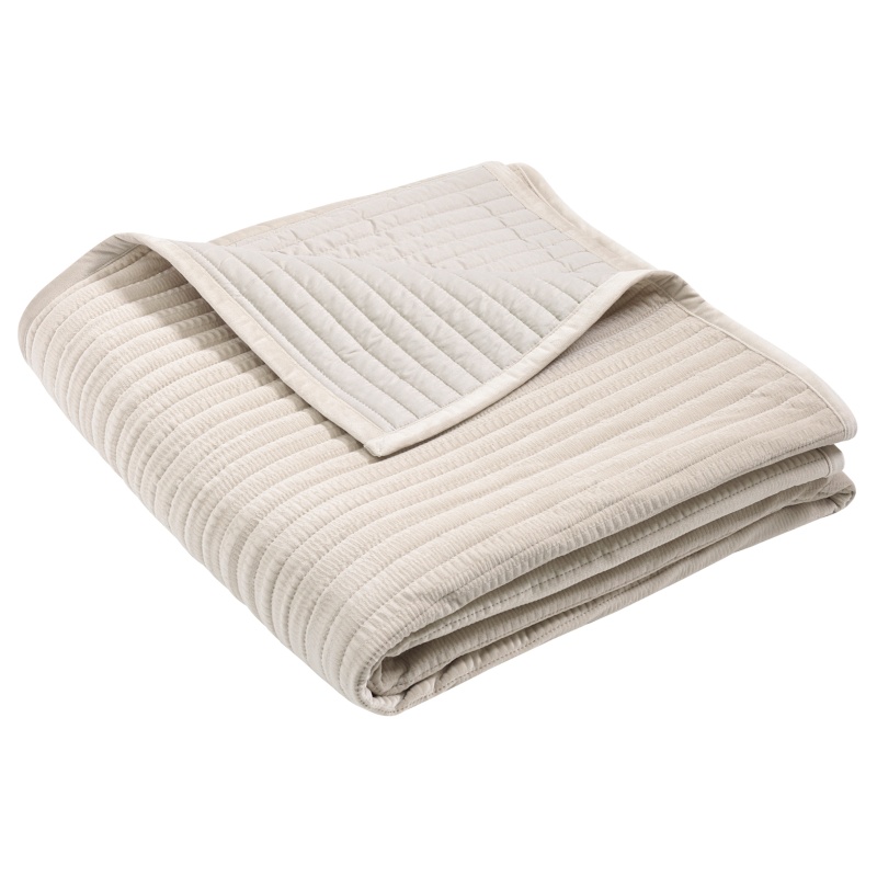 Catherine Lansfield Velvet Pinsonic Bedspread 220x220cm - Natural