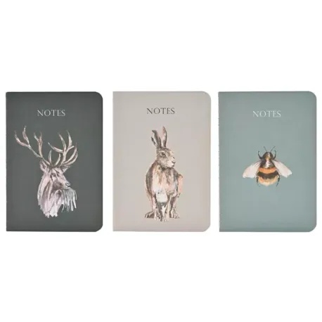 Meg Hawkins 3 Pack of A6 Note Books Assorted Stag Hare & Bee