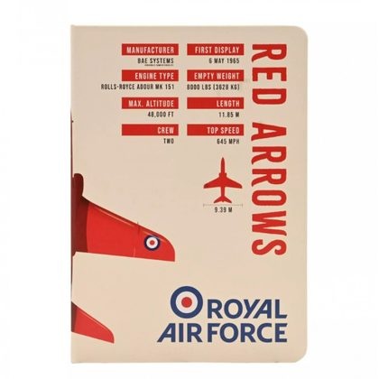 RAF A5 Lined Hardback Notebook Red Arrows