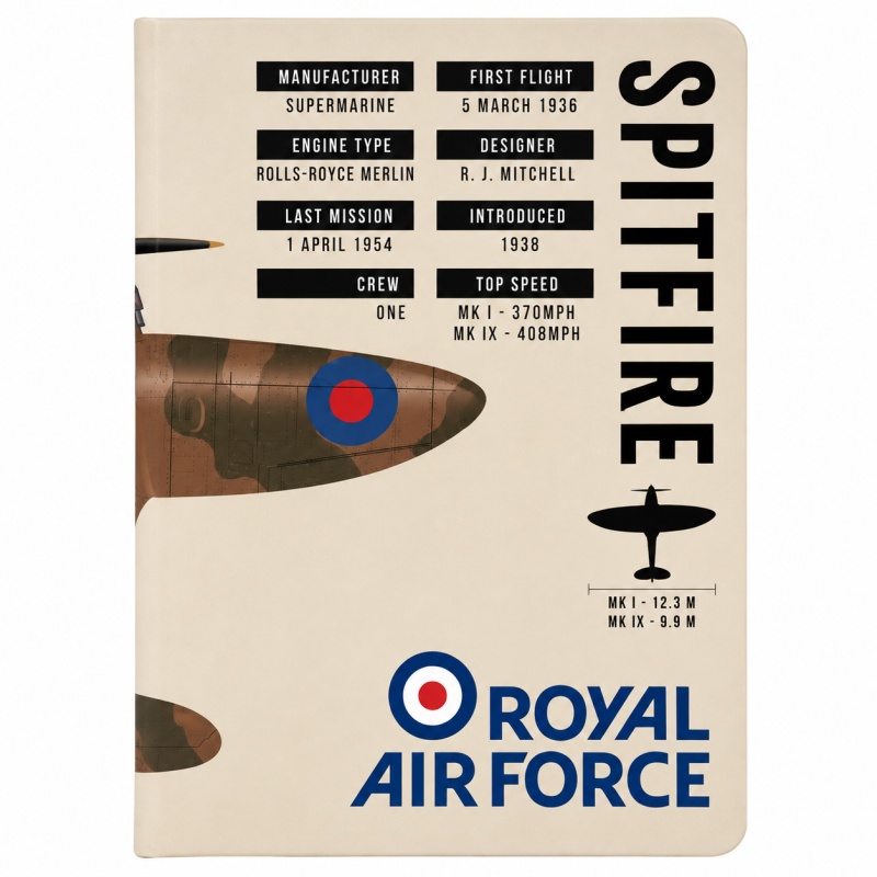 RAF RAF A5 Lined Hardback Notebook Spitfire