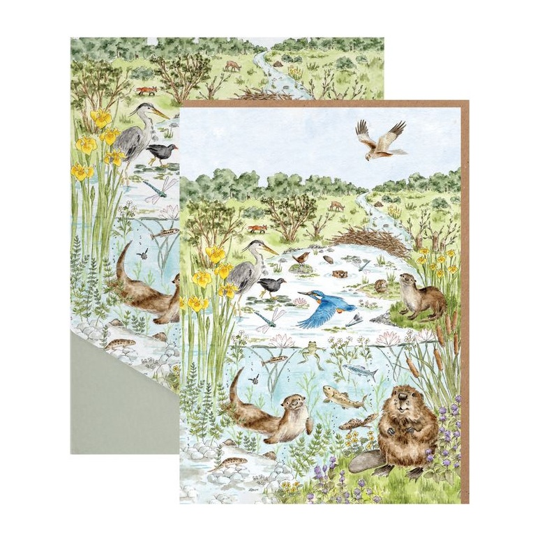 Wrendale Nature Notecard Pack The Riverbank