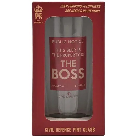Civil Defence The Boss Pint Glass