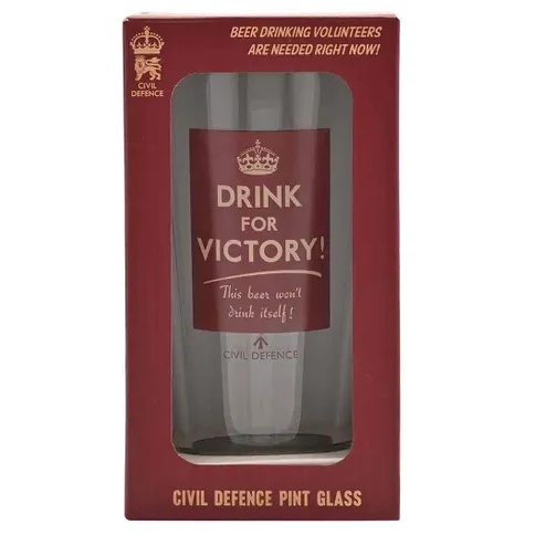Civil Defence Drink For Victory Pint Glass