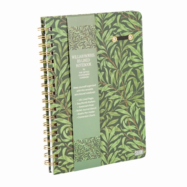 Gifted William Morris Willow & Rose B B5 Wiro Notebook