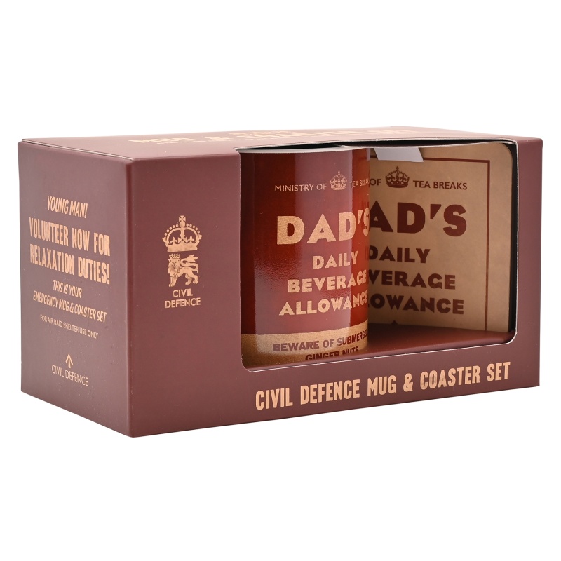 Civil Defence Dad's Daily Beverage Mug & Coaster Set