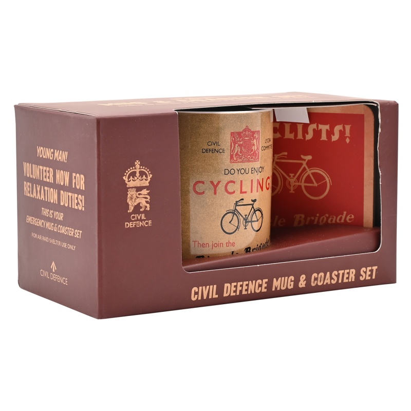 Civil Defence Bicycle Brigade Mug & Coaster Set