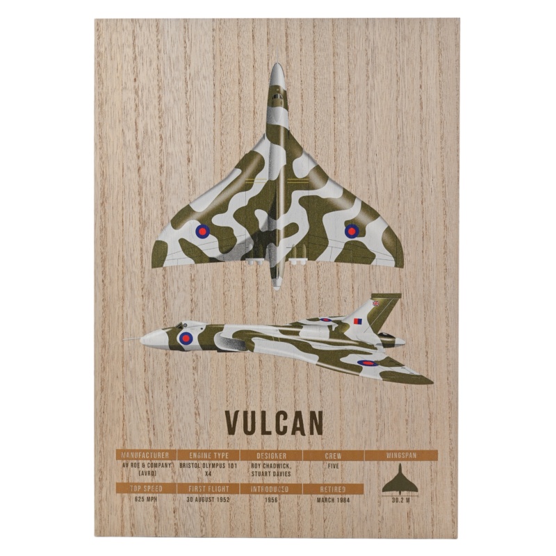 RAF Wood Effect A3 Wall Plaque Vulcan