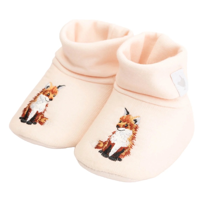 Wrendale Wrendale 'Little Forest' Fox Embroidered Baby Booties