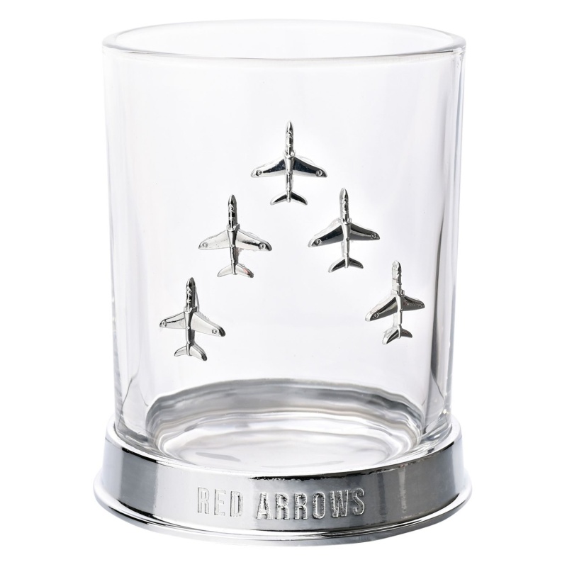 RAF Glass & Metal Whiskey Tumbler Red Arrows