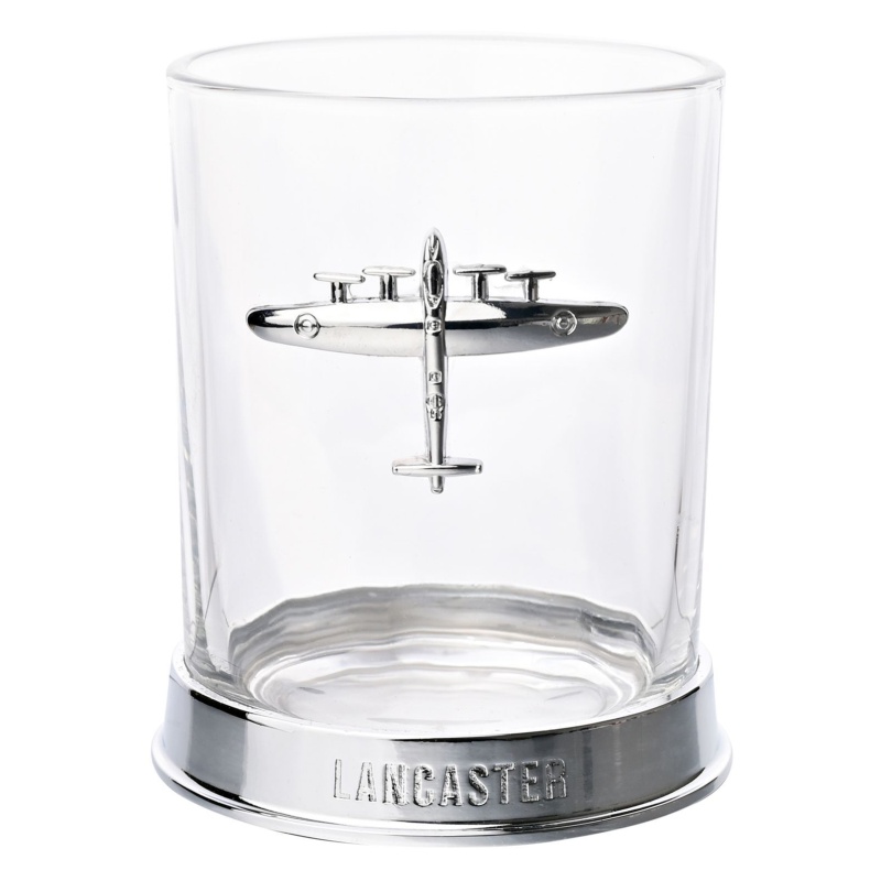 RAF Glass & Metal Whiskey Tumbler Lancaster
