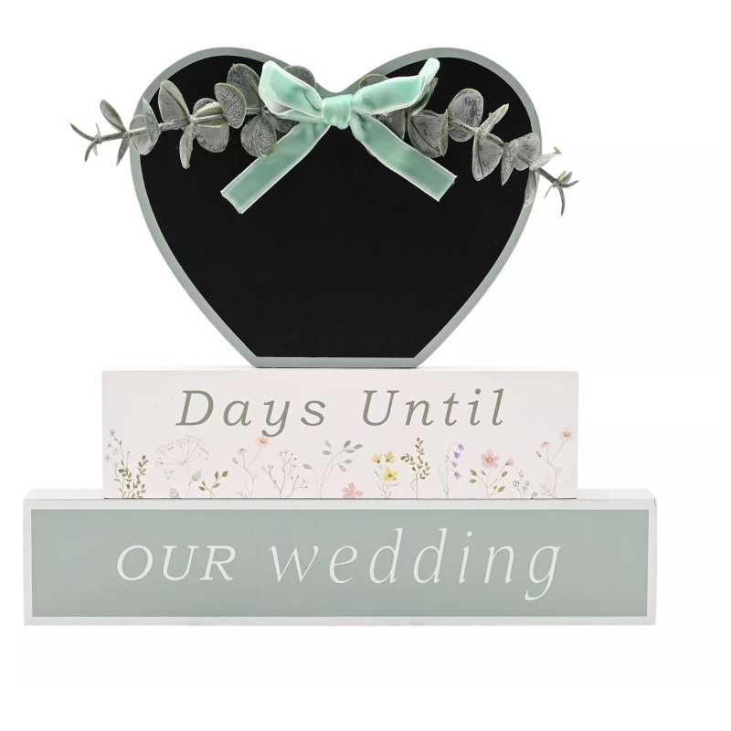 Widdop Green Love Story Wildflower Countdown Heart Plaque
