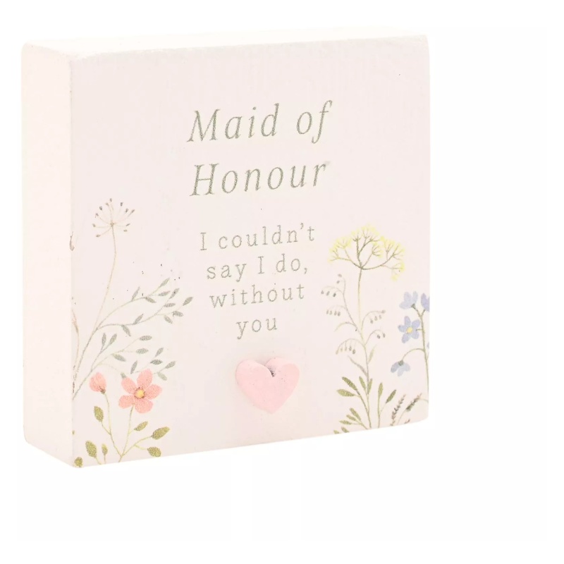 Widdop White Love Story Wildflower Maid Of Honour Mini Plaque
