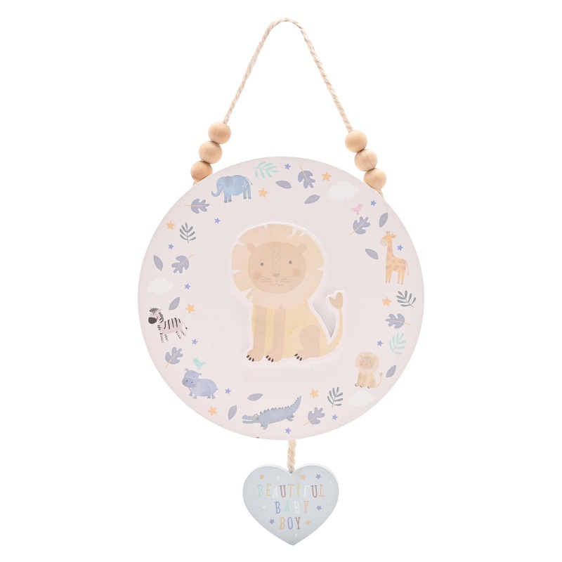 Petit Cheri Lion Round Plaque - Baby Boy