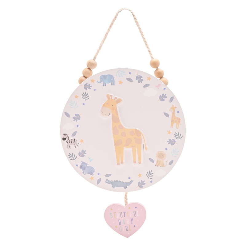 Petit Cheri Giraffe Round Plaque - Baby Girl