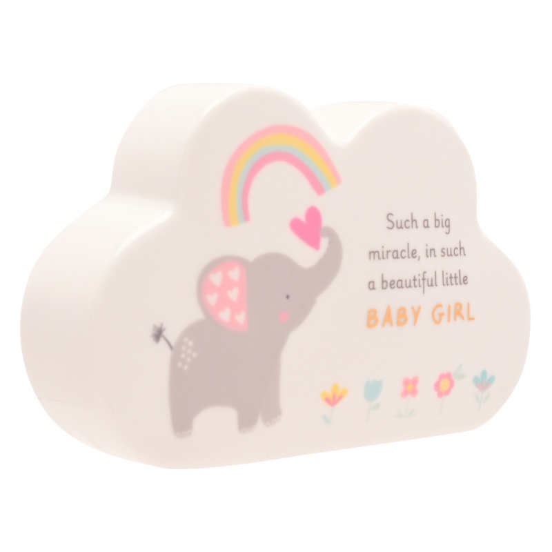 Widdop Women's Hello Baby Ceramic Mantel Cloud- Baby Girl