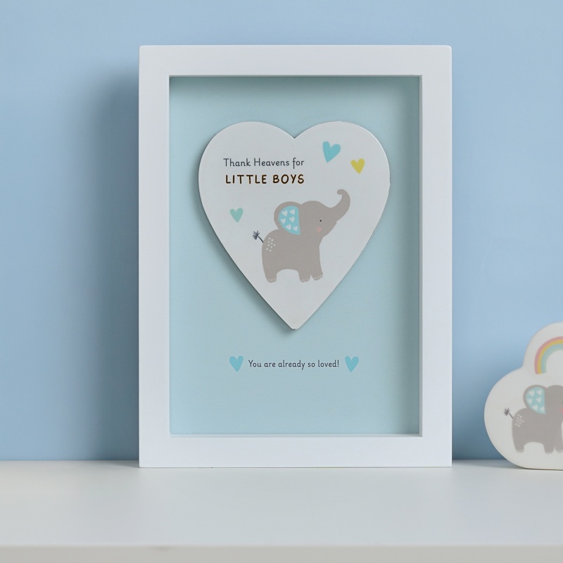 Widdop Men's Blue Hello Baby Framed Heart Plaque - Thank Heaven Little Boys