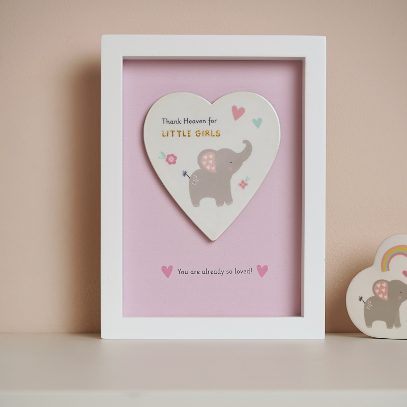 Widdop Women's Pink Hello Baby Framed Heart Plaque - Thank Heaven Little Girls