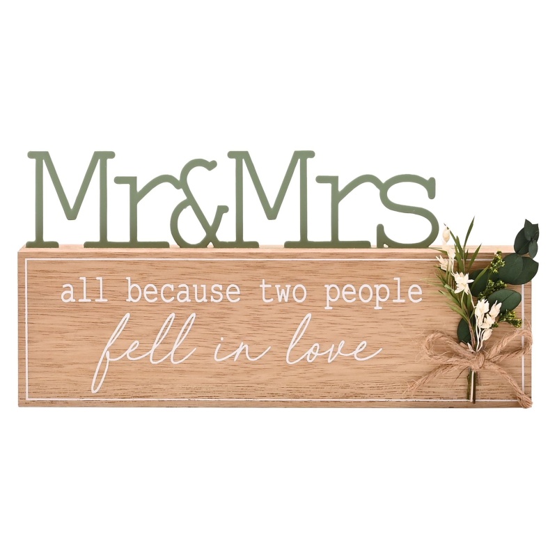 Love Story Mr & Mrs Mantel Plaque Fell In Love