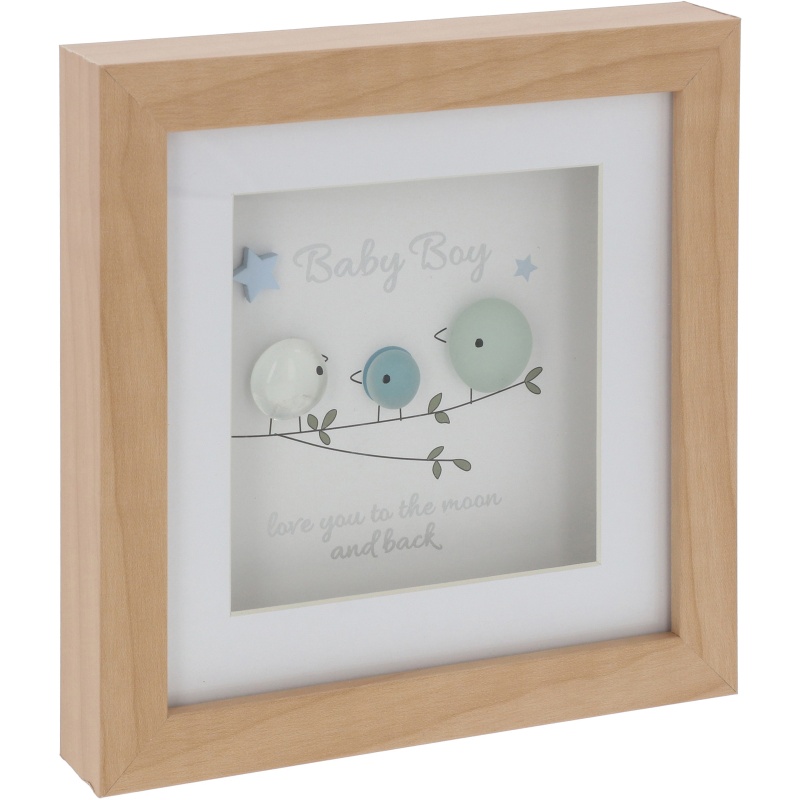 Shudehill Men's Blue Pebble Glass Square Plaque Baby Boy