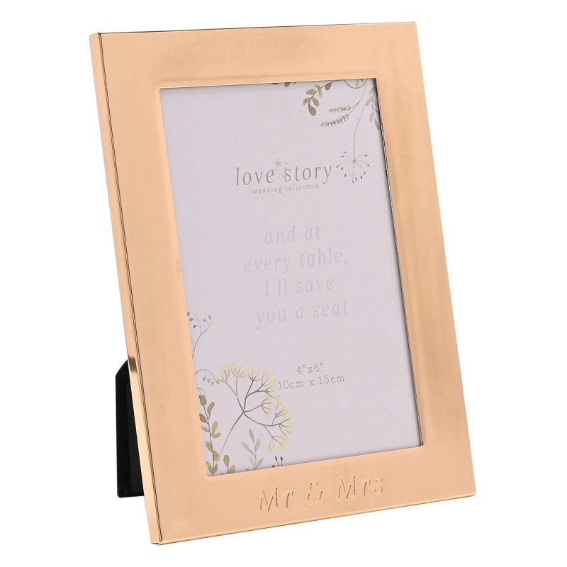 Love Story Wildflower Gold Photo Frame 4 X 6 - Mr & Mrs