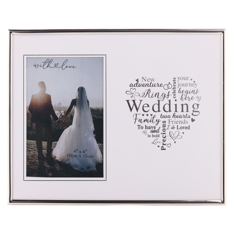 With Love Silver Heart Frame 4 X 6 - Wedding
