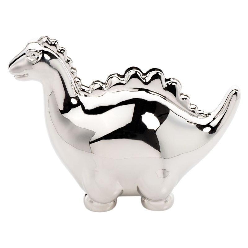 Bambino Silver Plated Money Box - Dinosaur