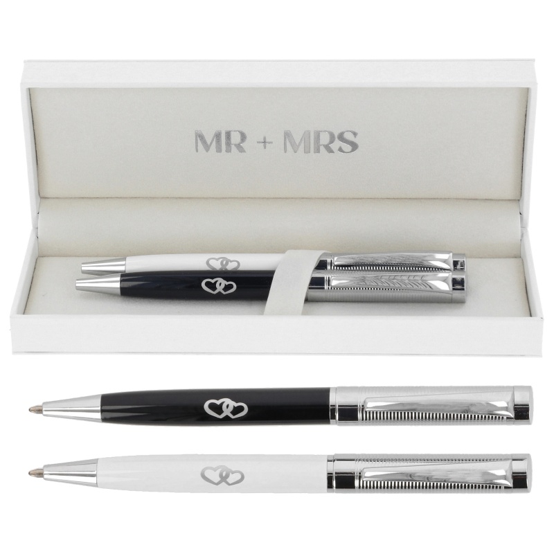 Bridgewater Black/Silver Mr And Mrs Wedding Pen Set