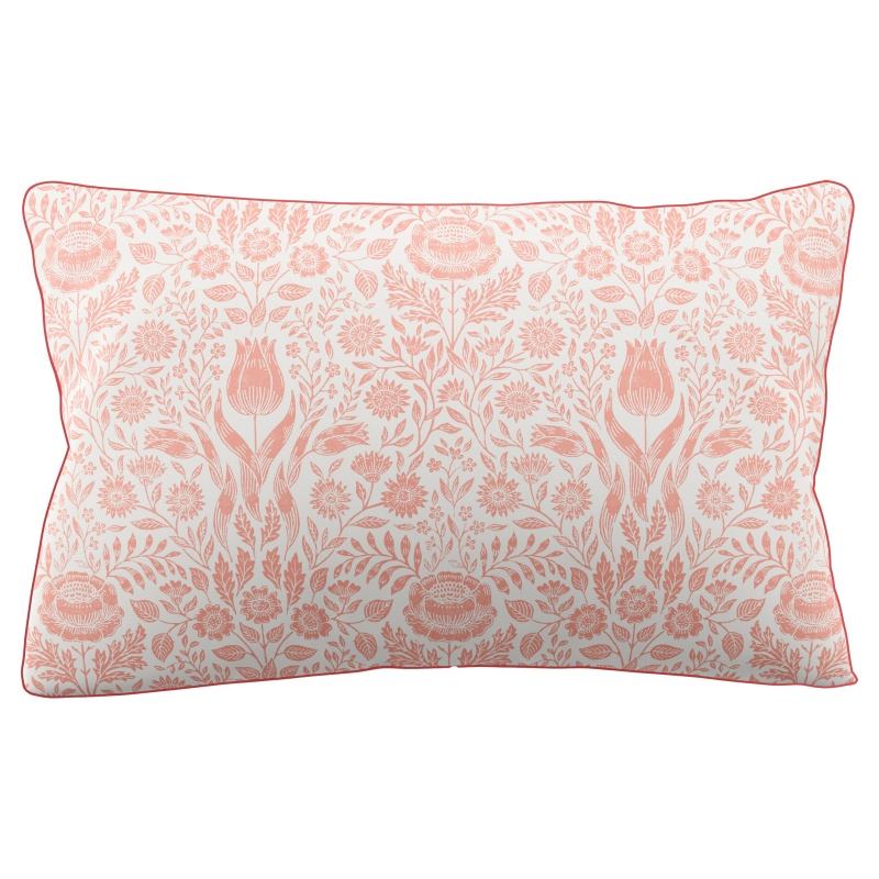 Laura Ashley Ashstead Damask Pillowcase Pair - Natural & Coral