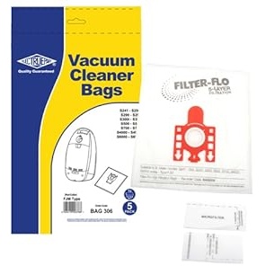 Electrue F/J/M Filter-Flo Synthetic Dust Bags (Pack of 5 with 2 Cut to size Filters)