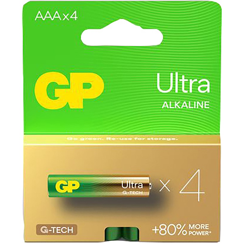 GP Ultra Alkaline AAA Batteries - Pack of 4