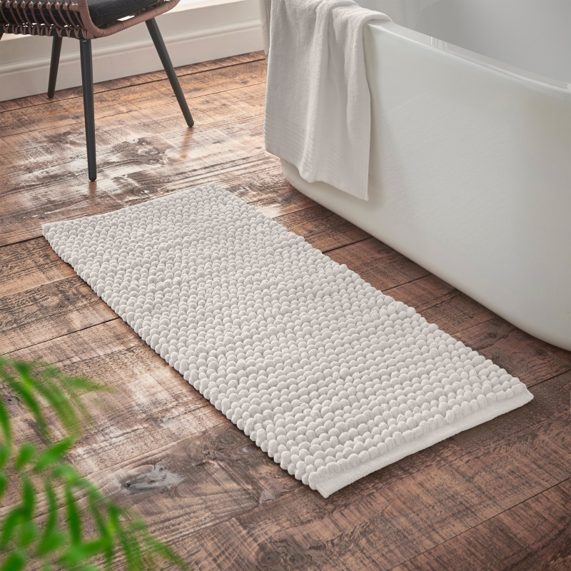 Bianca White Aspen Bobble Bath Runner 50X120cm