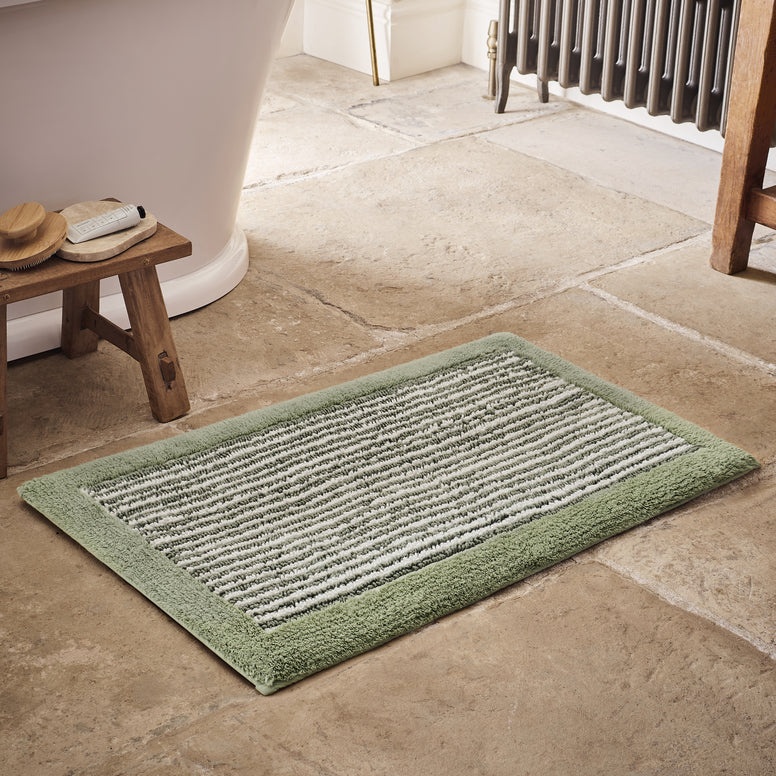 Christy Portobello Stripe Cotton Bath Mat - Sage
