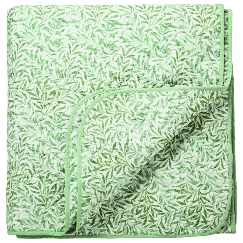 Morris And Co Green Willow Bough Bedspread - Sage