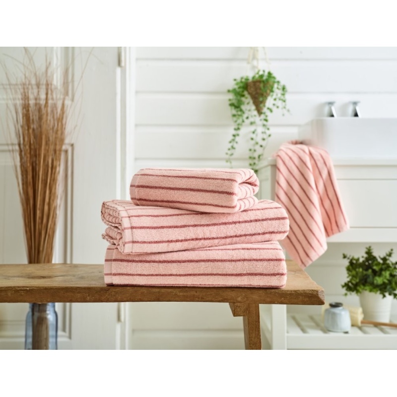 Deyongs Pink Malmo Stripe Towel - /Rose - Bath Towel
