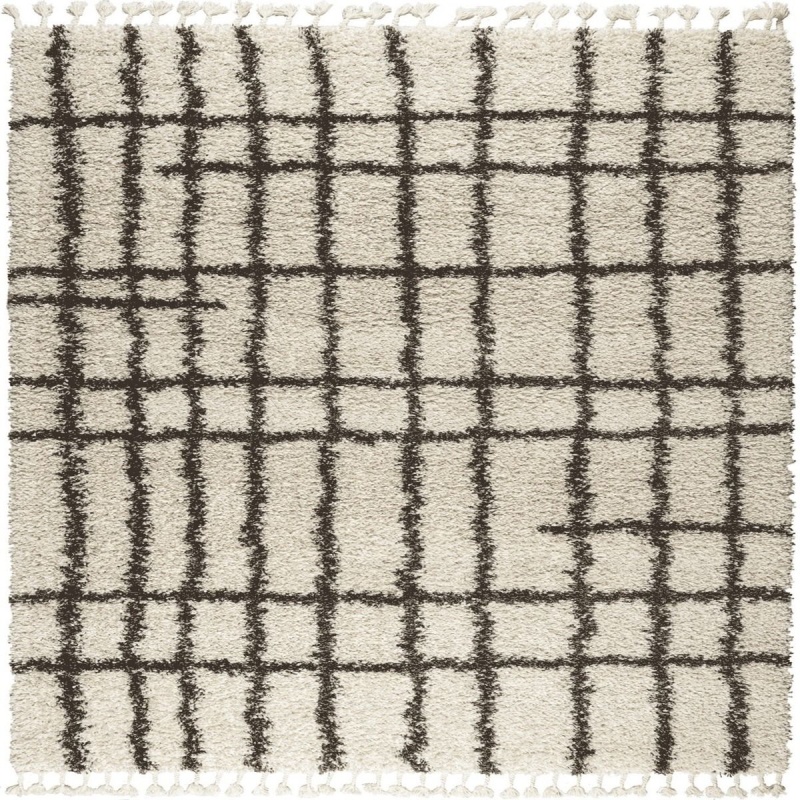 Mastercraft Mastercraft Twilight 039-0002/6933 Shaggy Fringed Rug - Cream/Black