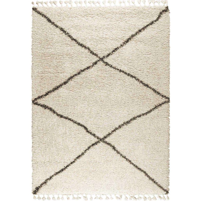 Mastercraft Mastercraft Twilight 039-0004/6933 Shaggy Fringed Rug - Cream/Black