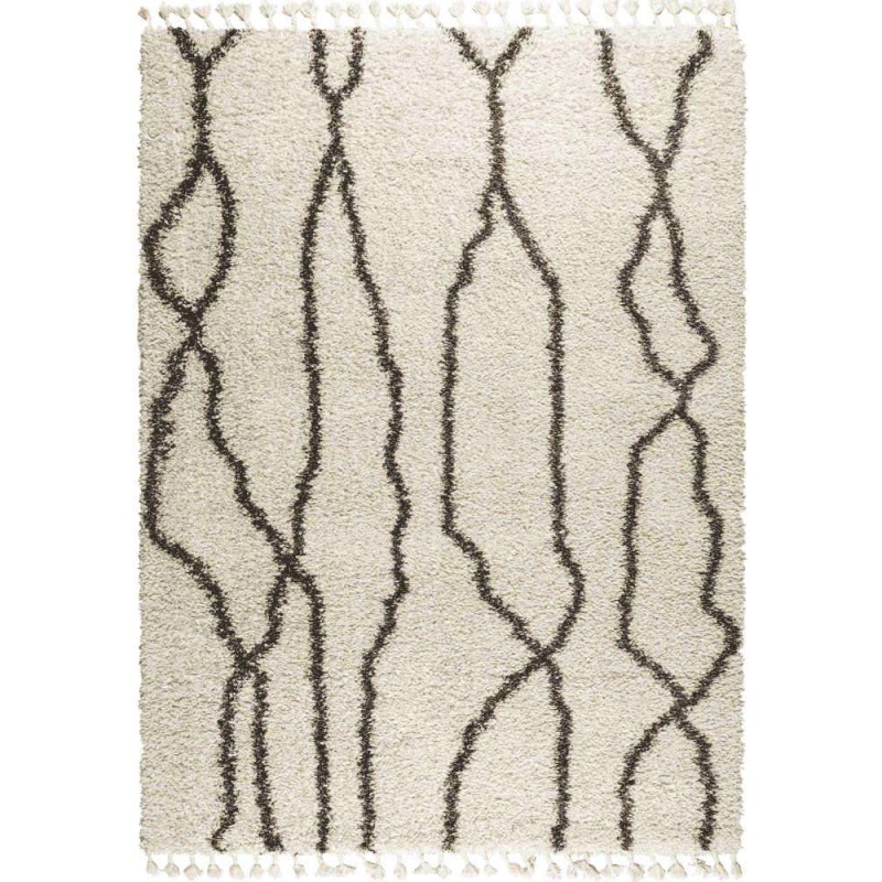 Mastercraft Mastercraft Twilight 039-0006/6933 Fringed Shaggy Rug - Cream/Black