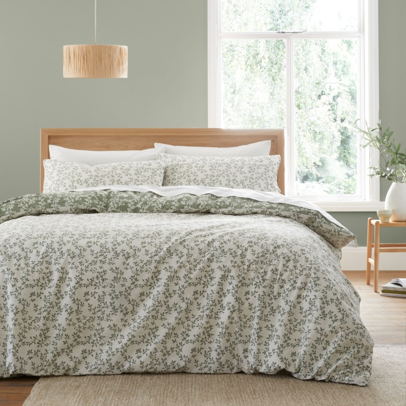 Bianca Green Shadow Leaves Duvet Set - King
